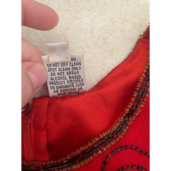Vintage Scala silk beaded sequin top womans size XL formal red golden girls - Picture 5 of 10